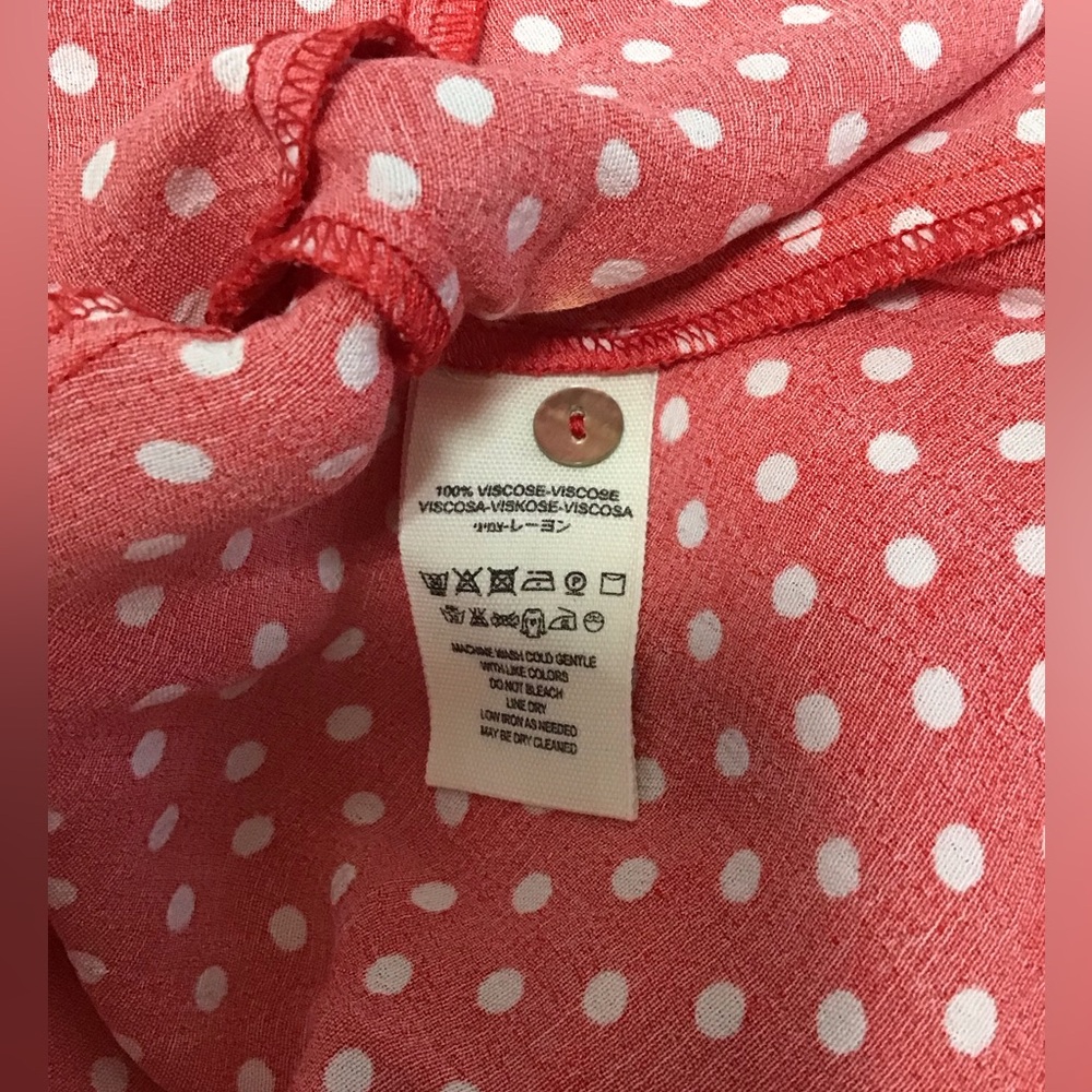 NWT Free People Red and White Polka Dot Fitted Blouse - Picture 6 of 14